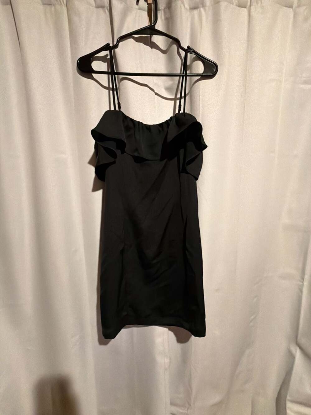 Ten Sixty Sherman Black Ruffled Strap Mini Dress